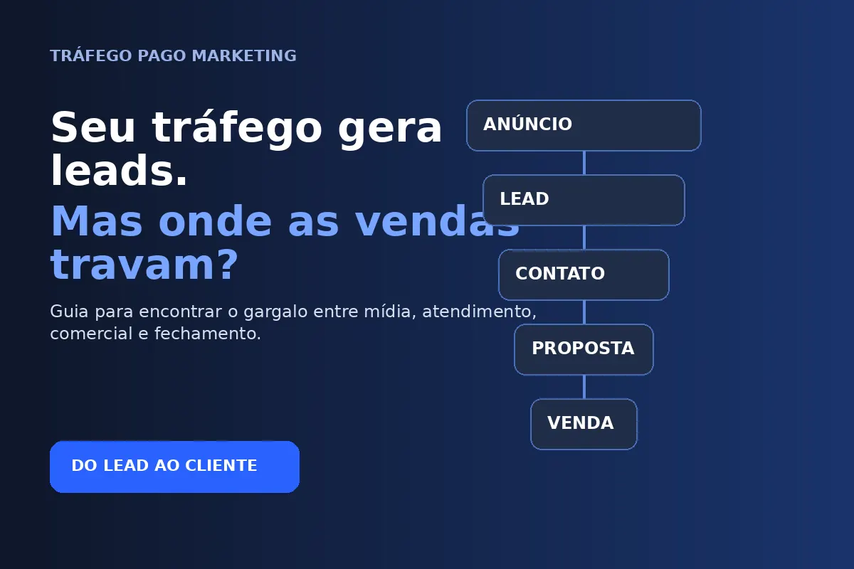 Capa do guia sobre gargalos entre tráfego pago, leads, comercial e vendas